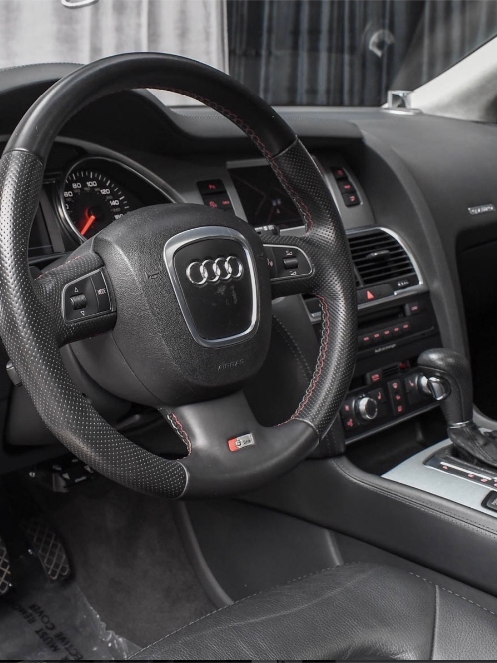 Black Steering Wheel Cover with Red Stitching - Sport Fit
